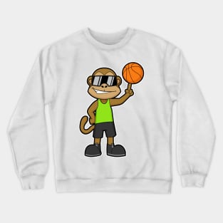 Monkey as Basketball player with Basketball ball Crewneck Sweatshirt